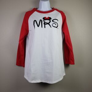 Sport Tek White Red Disney MRS Long Sleeve Top Size Small